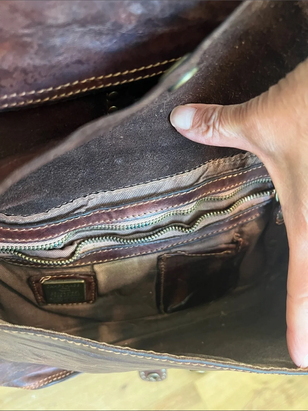 Campomaggi Dark Brown Studded Leather Messenger Bag clutch